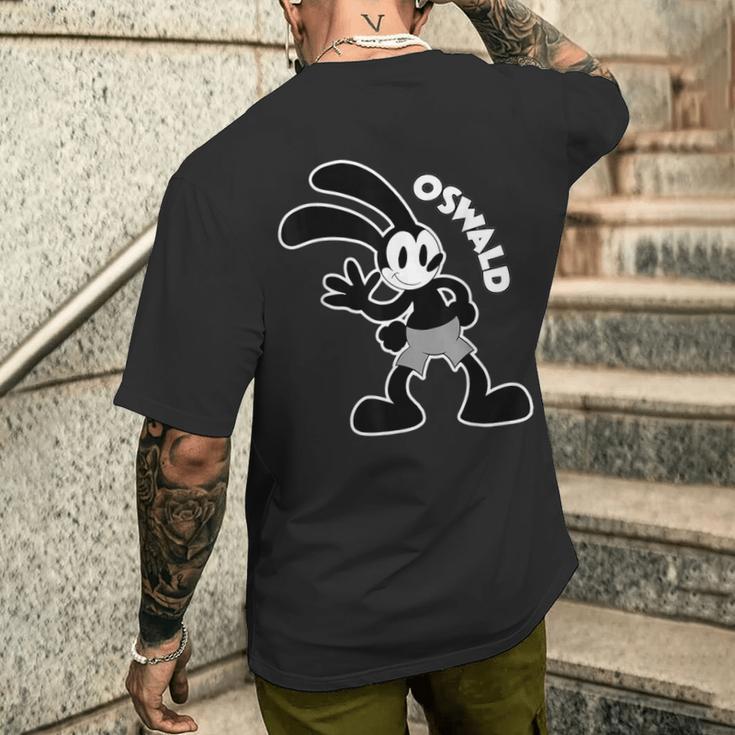 オズワルドウサギの手を振るウサギ メンズTシャツ バックプリント 彼への贈り物