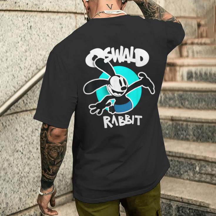オズワルドラビット ヴィンテージ 漫画 バニー ハッピー ティール メンズTシャツ バックプリント 彼への贈り物