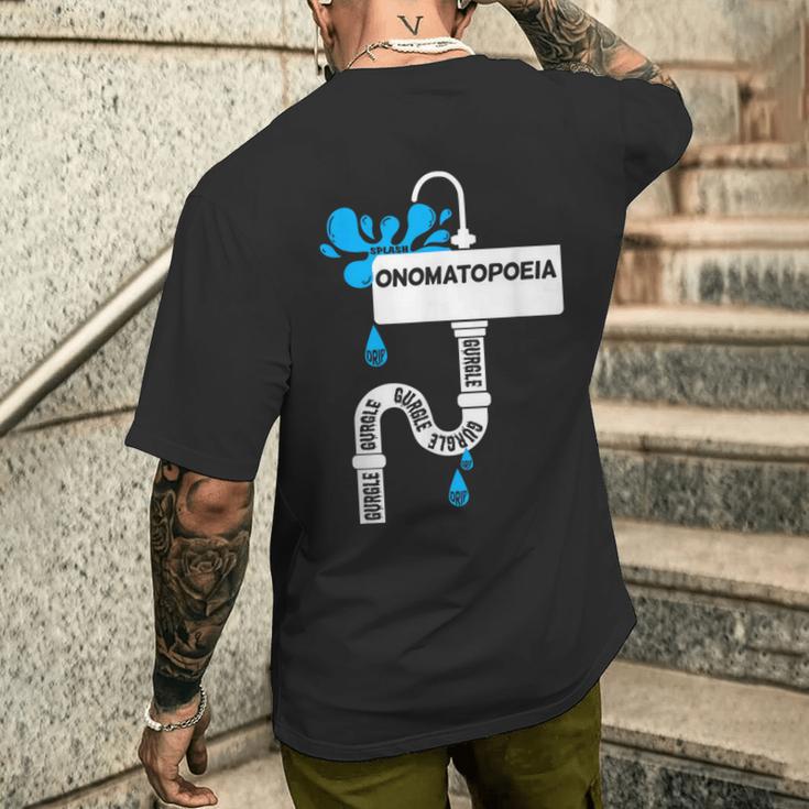 オノマトペ 創作文 英語教師 メンズTシャツ バックプリント 彼への贈り物