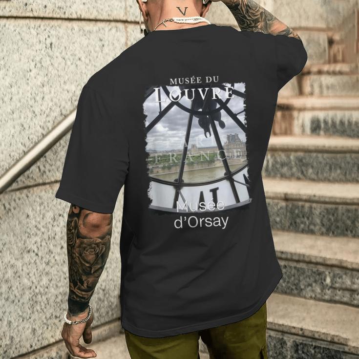 オルセー美術館の時計 パリ フランス ルーヴル美術館 メンズTシャツ バックプリント 彼への贈り物