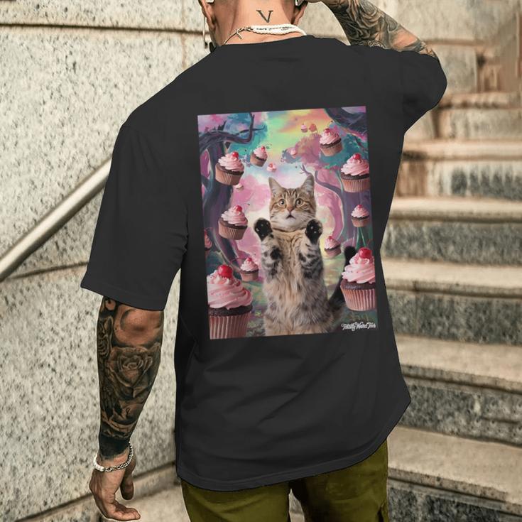 カップケーキの森の猫 メンズTシャツ バックプリント 彼への贈り物