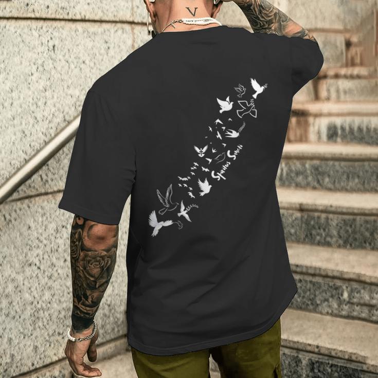 カトリックラテン語フレーズ スピリタス・サンクティは聖霊幽霊 メンズTシャツ バックプリント 彼への贈り物