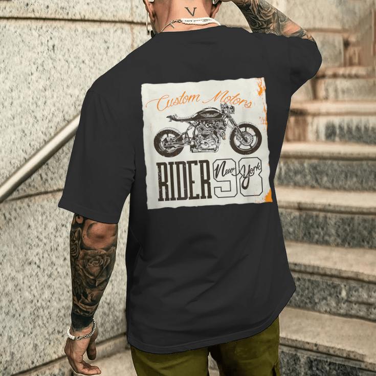 カフェレーサー カスタム バイク おしゃれ オートバイ ライダー イラスト メンズTシャツ バックプリント 彼への贈り物