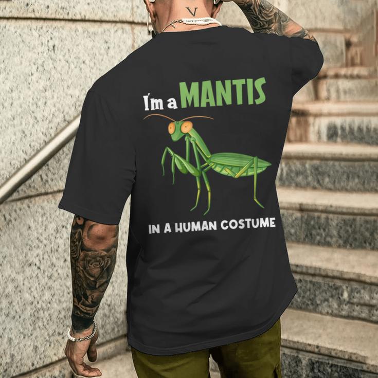 カマキリ 虫 祈るカマキリ メンズTシャツ バックプリント 彼への贈り物