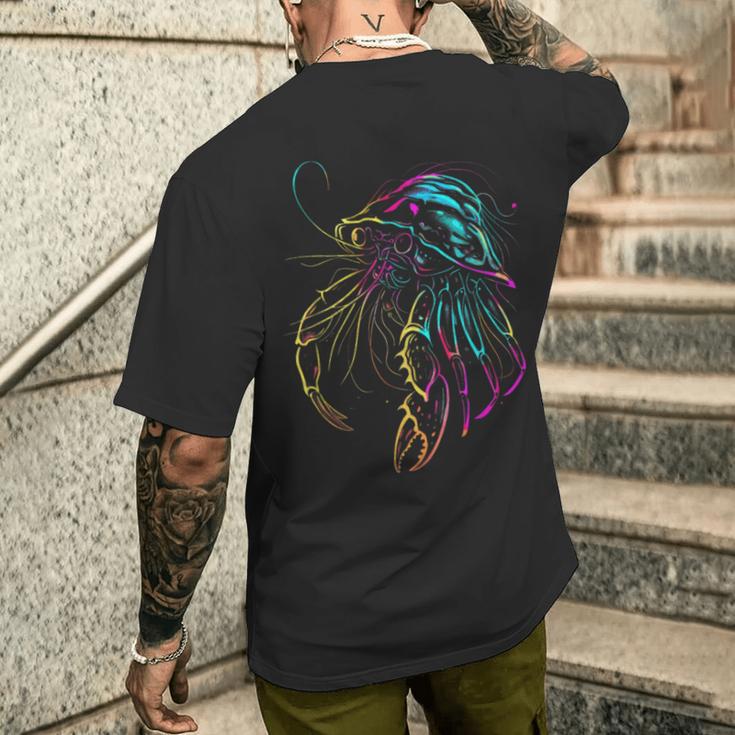 カラフル ヤドカリ 鮮やかな海の生き物 メンズTシャツ バックプリント 彼への贈り物