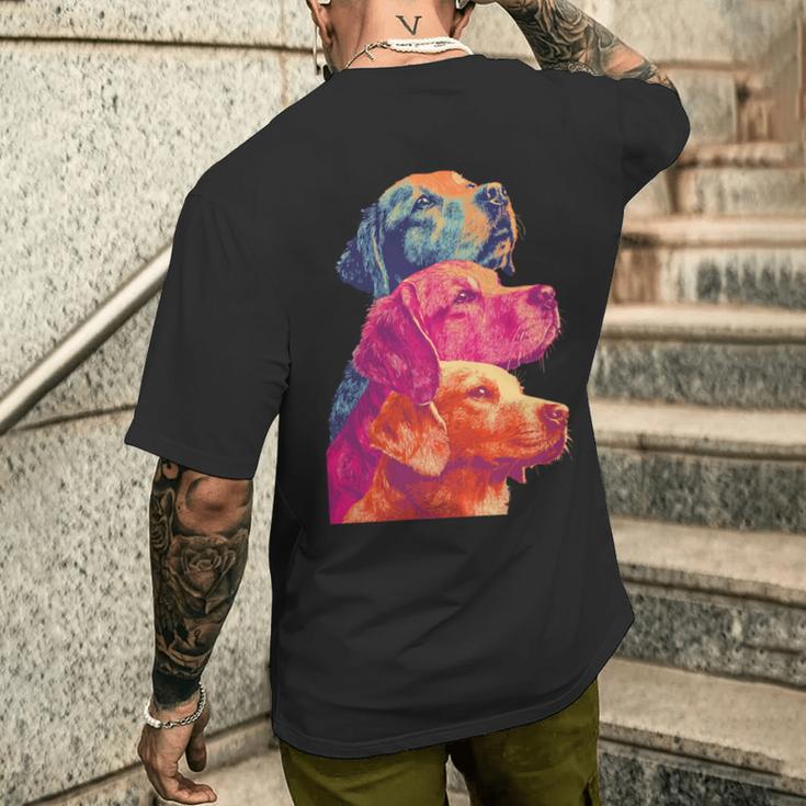 カラフルなラブラドールレトリバー犬夏の美的ペットアート 長袖tシャツ メンズTシャツ バックプリント 彼への贈り物