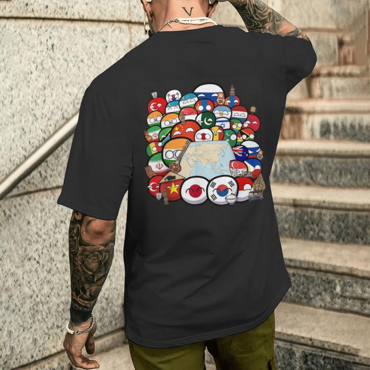 カントリーボールアジアの国民集合写真 メンズTシャツ バックプリント 彼への贈り物