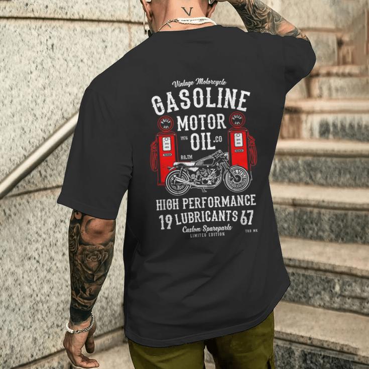 ガソリンモーターオイル メンズTシャツ バックプリント 彼への贈り物