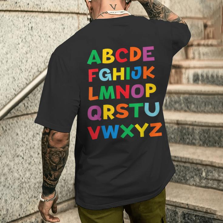 キッズ Abcs シャツ アルファベット カラフル 文字 読書 キッズ メンズTシャツ バックプリント 彼への贈り物