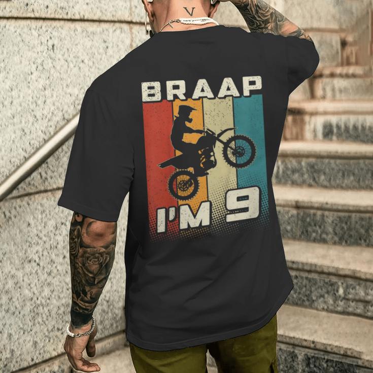 キッズ Braap I'm 9 ダートバイク 誕生日 9 Mx 9歳の誕生日 モトクロス メンズTシャツ バックプリント 彼への贈り物