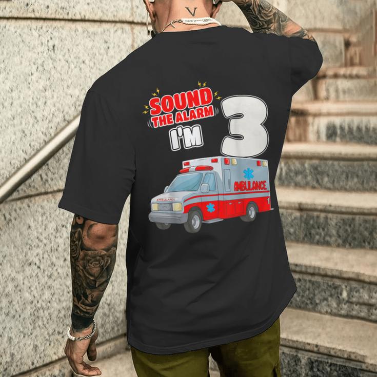 キッズ Ems 車 3歳の誕生日シャツ 3歳 救急車 メンズTシャツ バックプリント 彼への贈り物