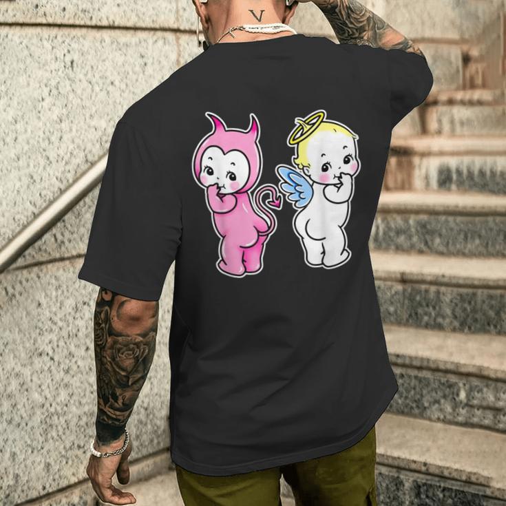 キューピー ベビー エンジェル デビル ケルブ メンズTシャツ バックプリント 彼への贈り物