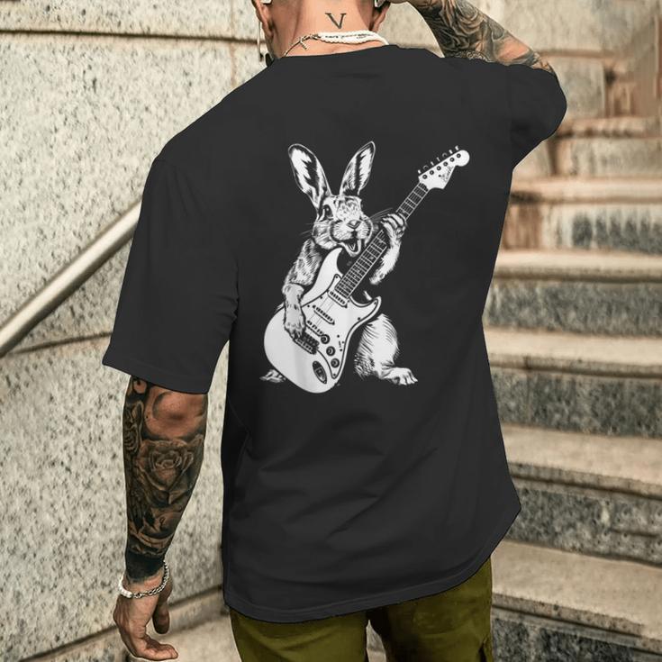ギタリスト ギター ギタープレーヤー ウサギ お父さん ママ メンズTシャツ バックプリント 彼への贈り物
