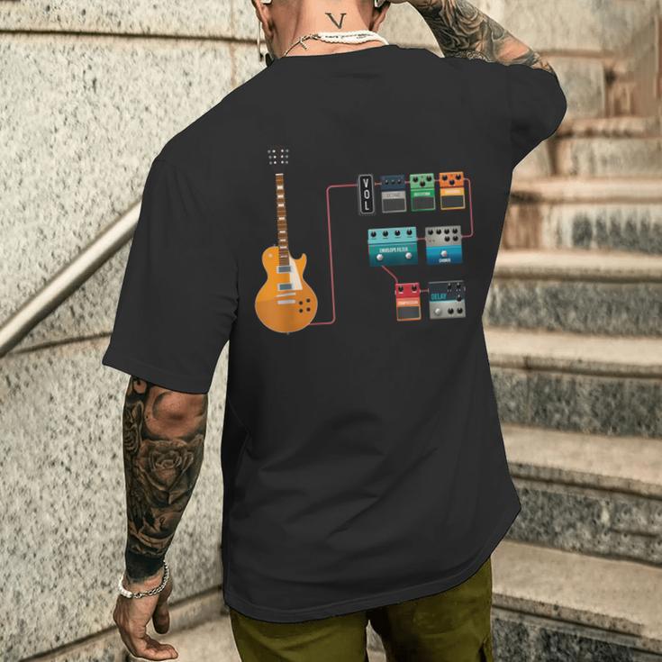 ギターペダルとストンプボックスジャム メンズTシャツ バックプリント 彼への贈り物