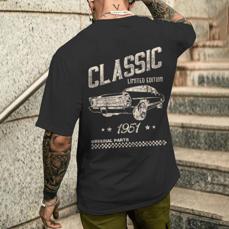 クラシック 1951 限定版 ヴィンテージ レトロ 車 誕生日 メンズTシャツ バックプリント 彼への贈り物