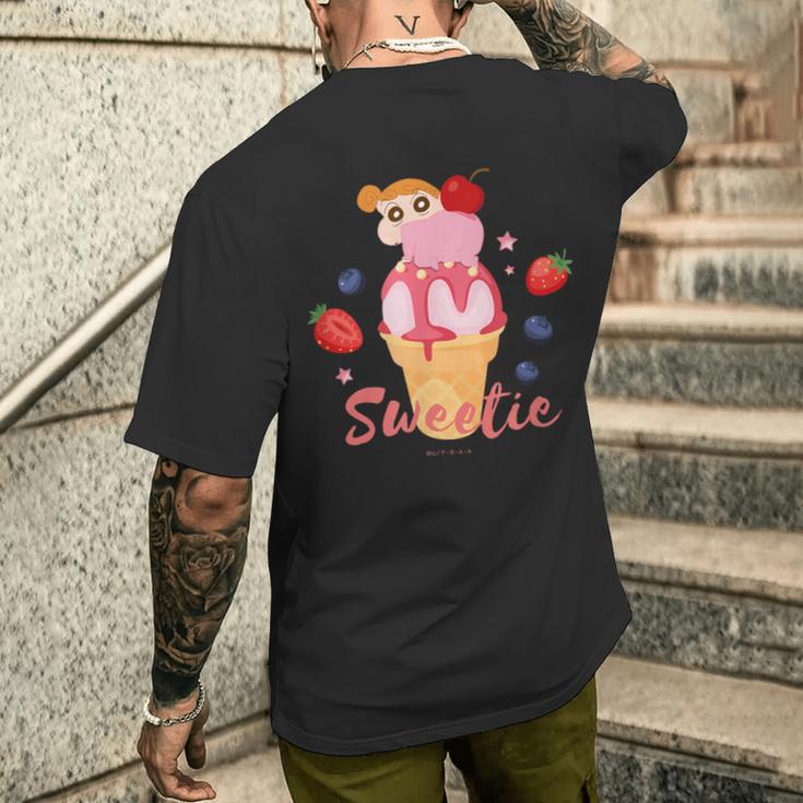 クレヨンしんちゃん ひまわりとアイスクリームしんちゃんのティータイム メンズTシャツ バックプリント 彼への贈り物