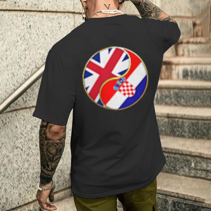 クロアチアの旗 イングランド イギリス 英語 イギリス クロアチア語 メンズTシャツ バックプリント 彼への贈り物