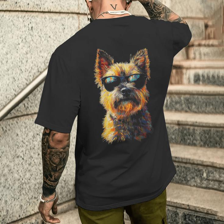 ケアンテリア 犬 ペット アートワーク サングラス ケアンテリア メンズTシャツ バックプリント 彼への贈り物