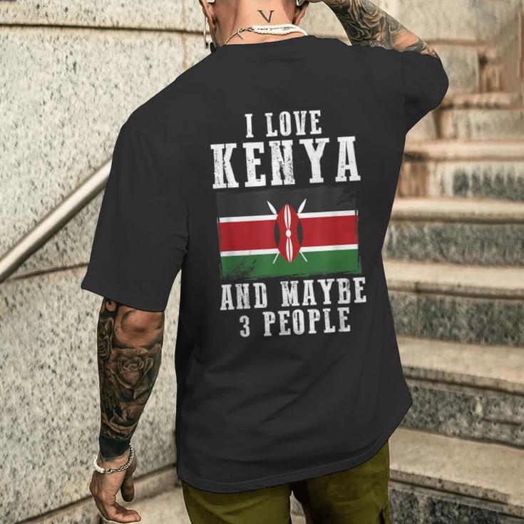 ケニアアフリカ国旗 I Love Kenya メンズTシャツ バックプリント 彼への贈り物
