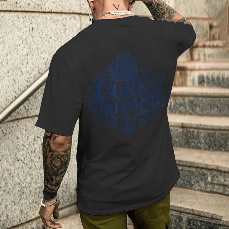 コルクアイルランド船と錨 メンズTシャツ バックプリント 彼への贈り物