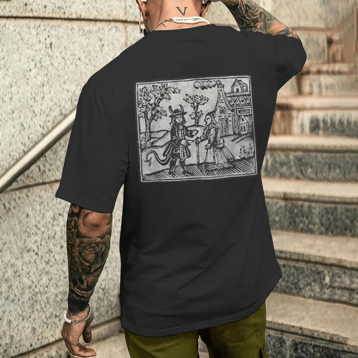 ゴシック オカルト 悪魔 ホラー ウッドカット メンズTシャツ バックプリント 彼への贈り物