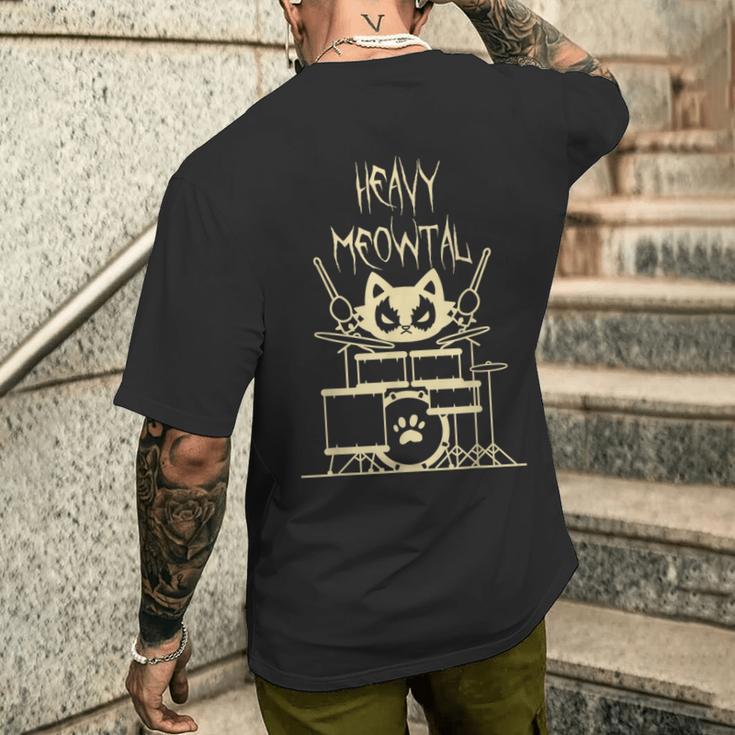 ゴスサタン ネコ コンサート フェス ブラック ヘヴィデスメタル メンズTシャツ バックプリント 彼への贈り物