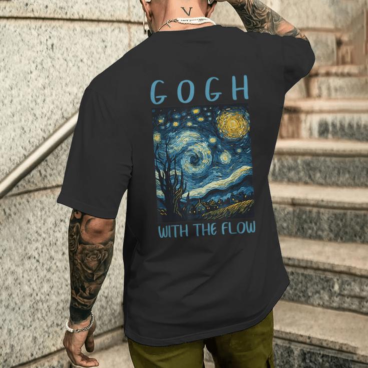 ゴッホ ゴッホ 流れる星月夜 美術史 駄洒落ユーモア メンズTシャツ バックプリント 彼への贈り物