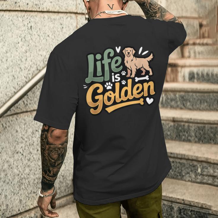ゴールデンレトリバー 恋人 人生はゴールデンレトリバー メンズTシャツ バックプリント 彼への贈り物