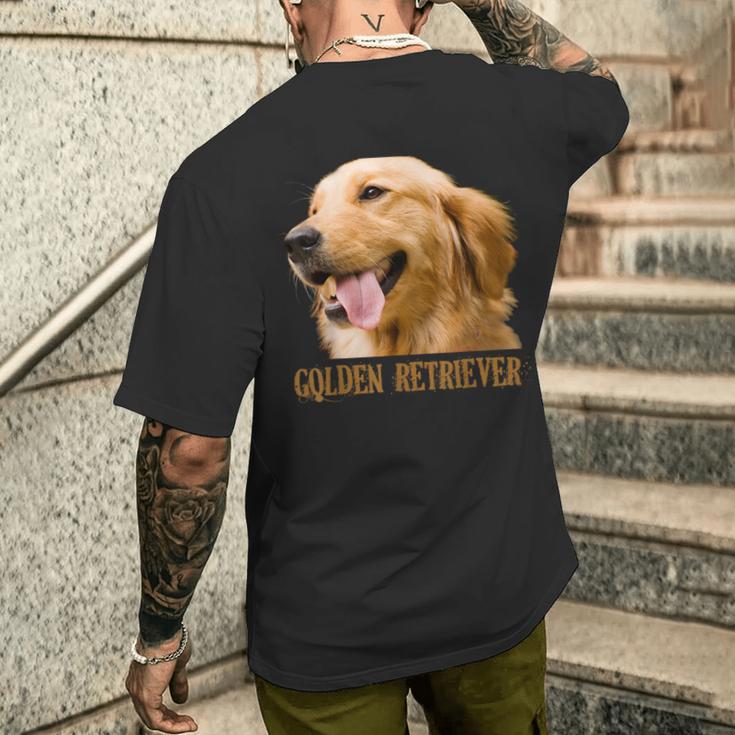ゴールデンレトリバーの顔 ゴールデンレトリバーの犬の恋人 メンズTシャツ バックプリント 彼への贈り物