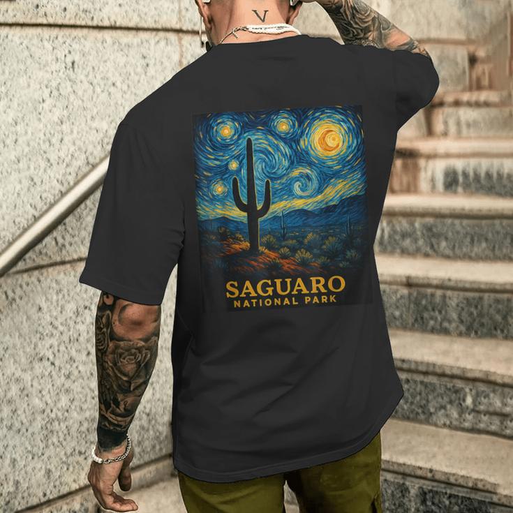 サグアロ国立公園にインスパイアされた星空の夜の冒険 メンズTシャツ バックプリント 彼への贈り物