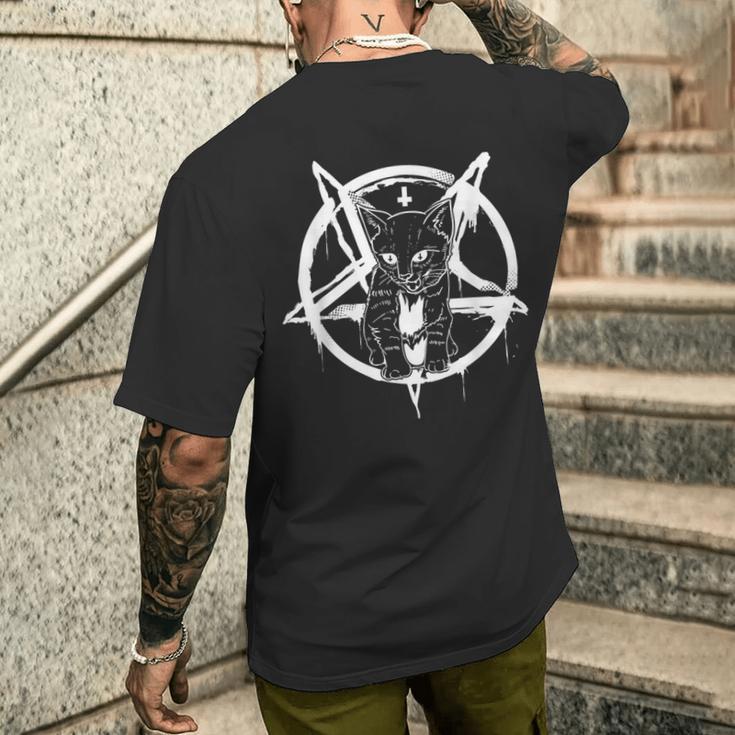 サタンキャットシャツ オカルトサタニックルシファーギフト レディース メンズ メンズTシャツ バックプリント 彼への贈り物