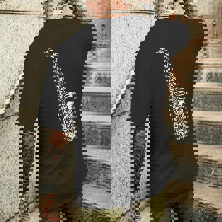 サックス サックス奏者 ミュージシャン サックス奏者 楽器 メンズTシャツ バックプリント 彼への贈り物