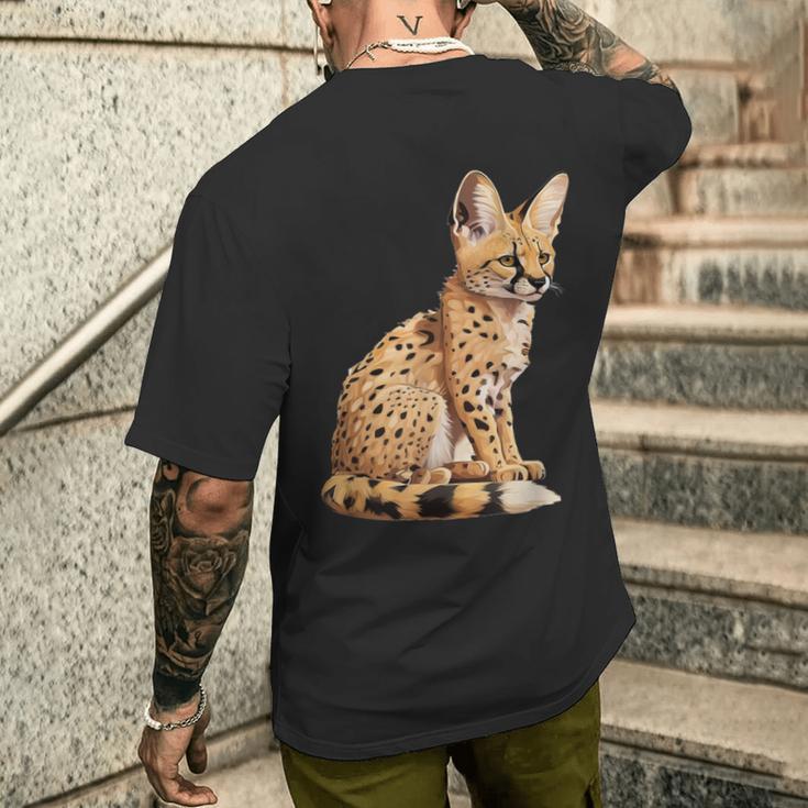 サーバル アニマル サーバルズ アフリカン ワイルドキャット サーバルキャット ワイルドキャット メンズTシャツ バックプリント 彼への贈り物