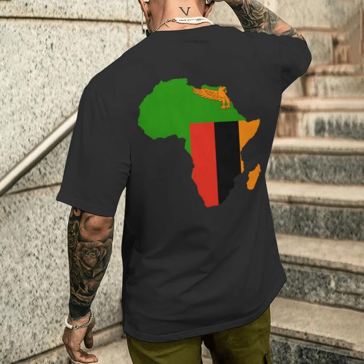 ザンビア国旗 アフリカ 大陸 シルエット ザンビアンへのギフト 長袖tシャツ メンズTシャツ バックプリント 彼への贈り物