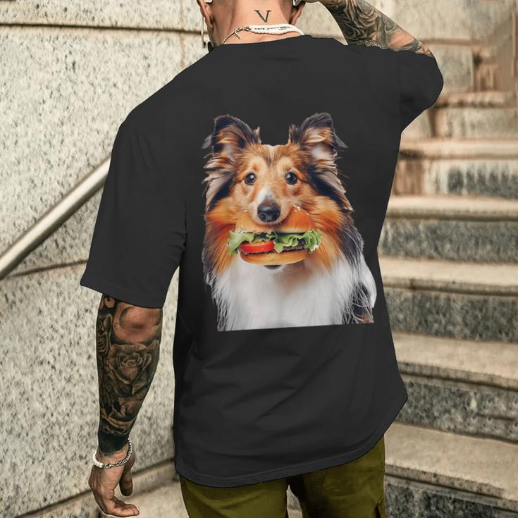 シェットランド・シープドッグ・バーガー メンズTシャツ バックプリント 彼への贈り物