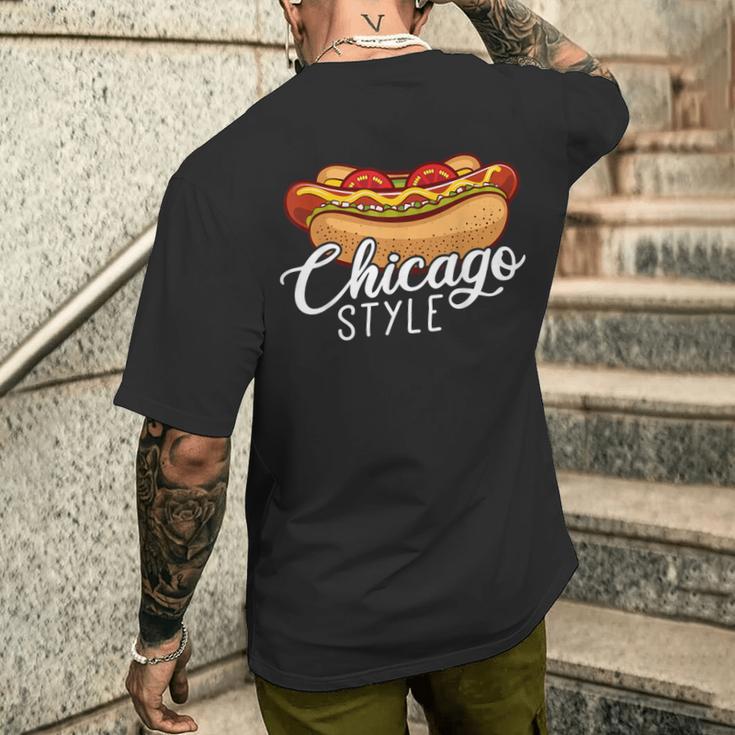 シカゴスタイル ホットドッグギフト ホットドッグ メンズTシャツ バックプリント 彼への贈り物