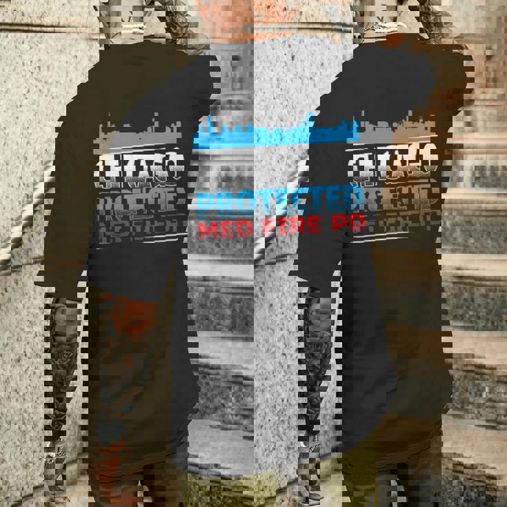 シカゴ・プロテクテッド Med Fire Pd シカゴファン向け メンズTシャツ バックプリント 彼への贈り物