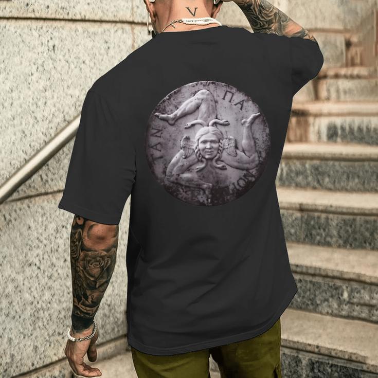 シチリア・トリナクリア イタリア シチリアプライドフラッグ トリナクリア メンズTシャツ バックプリント 彼への贈り物