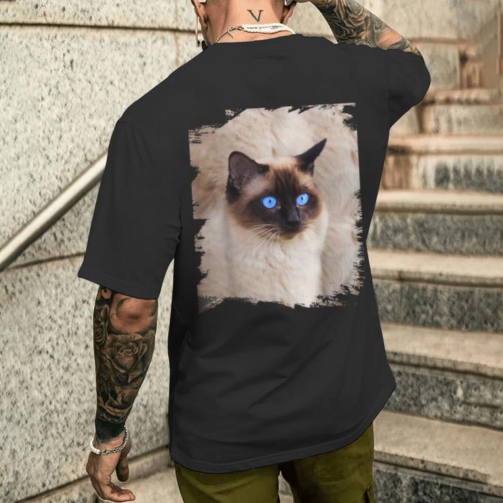 シャムの子猫の頭の顔 メンズTシャツ バックプリント 彼への贈り物
