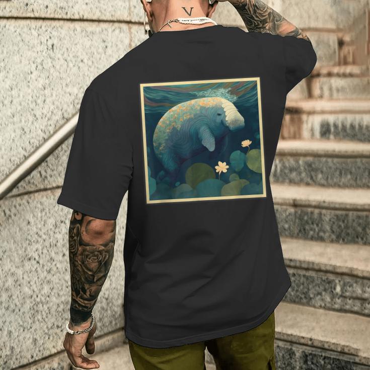 シュールレアリズム 日本画マナティー メンズTシャツ バックプリント 彼への贈り物