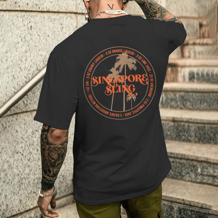 シンガポールスリングレシピ バーテンダーのお気に入り トロピカルドリンク メンズTシャツ バックプリント 彼への贈り物