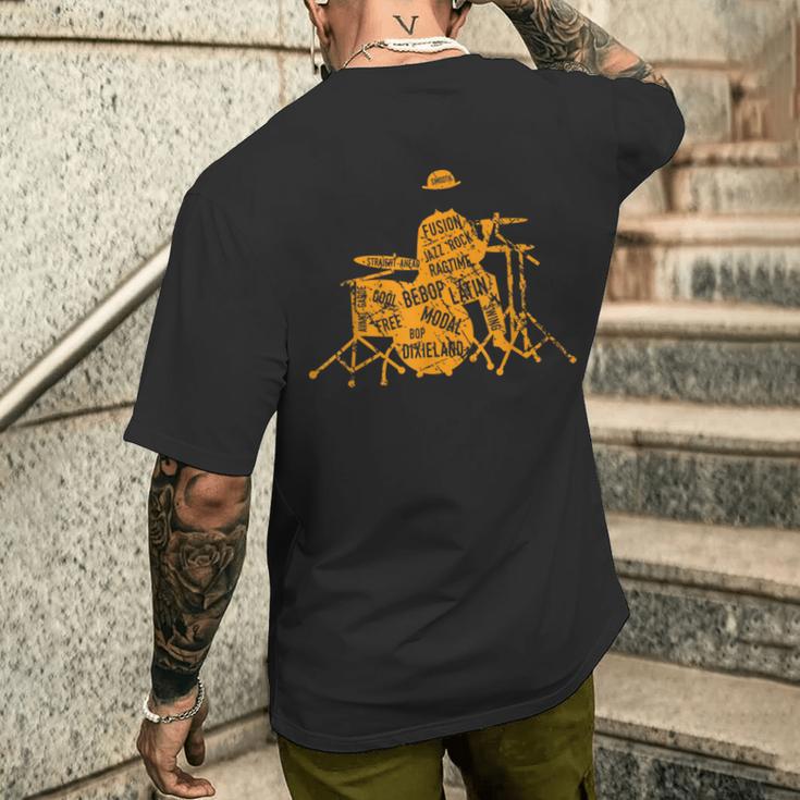 ジャズジャンル付きジャズドラマーtシャツ メンズTシャツ バックプリント 彼への贈り物