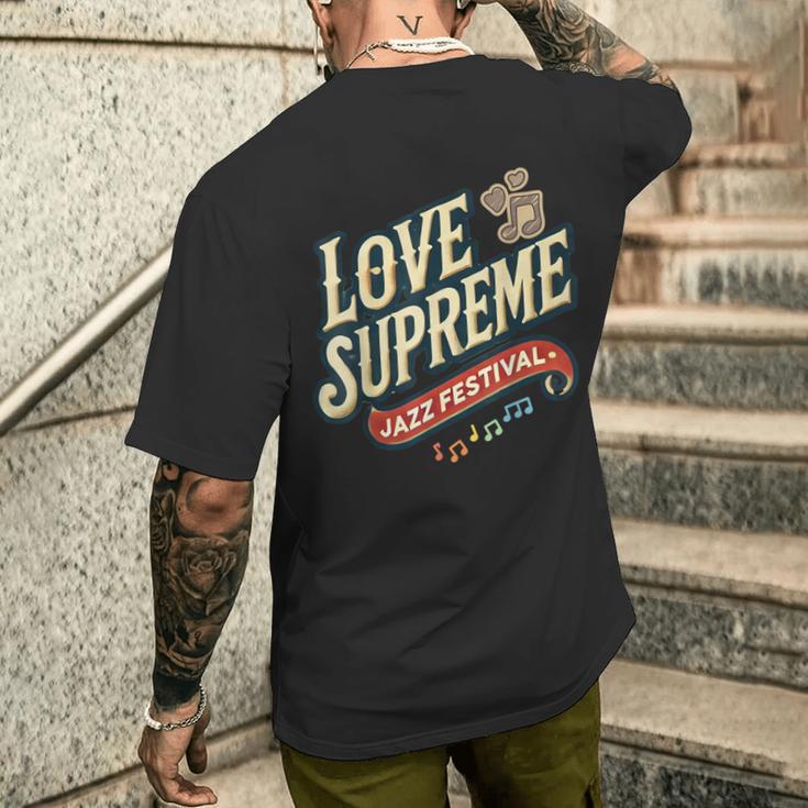 ジャズ愛好家のためのラブシュプリームジャズフェスティバル メンズTシャツ バックプリント 彼への贈り物