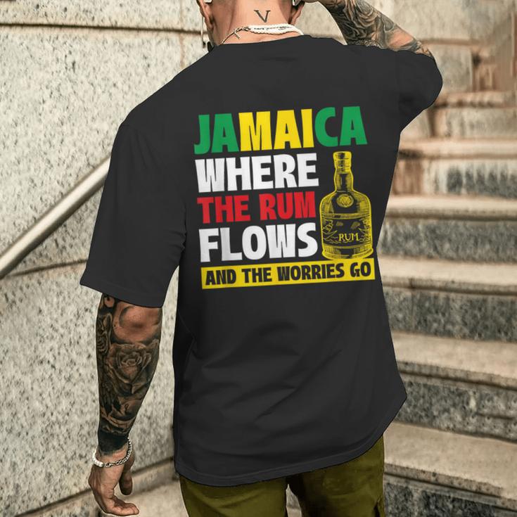 ジャマイカラム、レゲエ、ビーツ、ジャマイカバケーション メンズTシャツ バックプリント 彼への贈り物