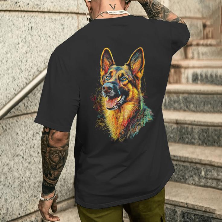 ジャーマンシェパード 犬 モチーフ ペット イラスト ジャーマンシェパード メンズTシャツ バックプリント 彼への贈り物
