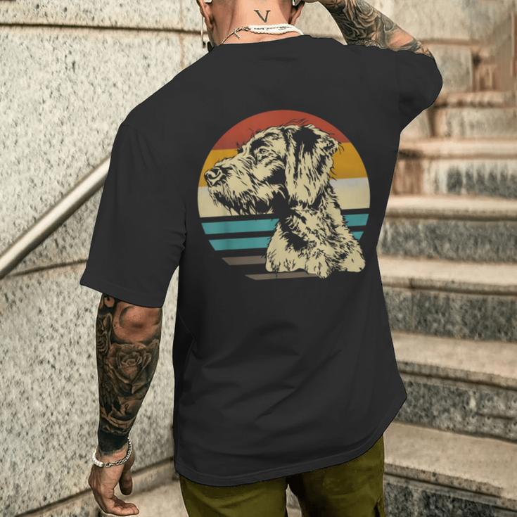 ジャーマンワイヤーヘアードハンター 犬の頭 あごひげ レトロ メンズTシャツ バックプリント 彼への贈り物