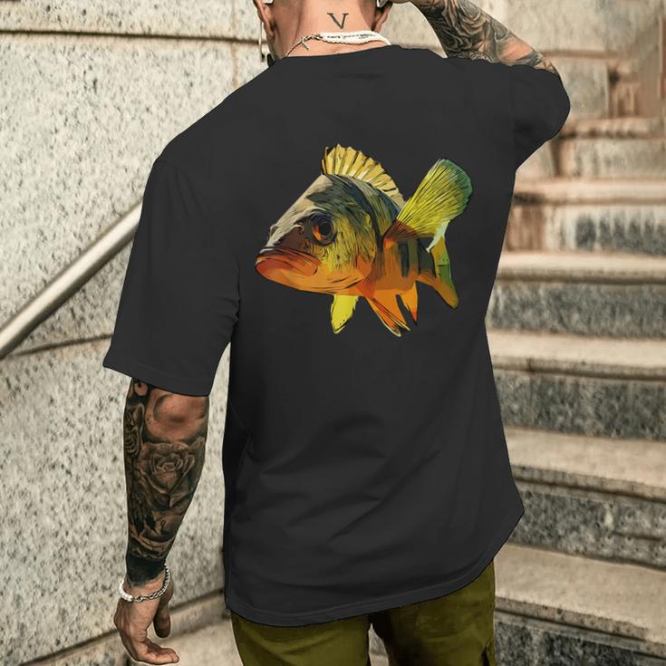 スズキ魚グラフィック デザイン海海洋動物 メンズTシャツ バックプリント 彼への贈り物