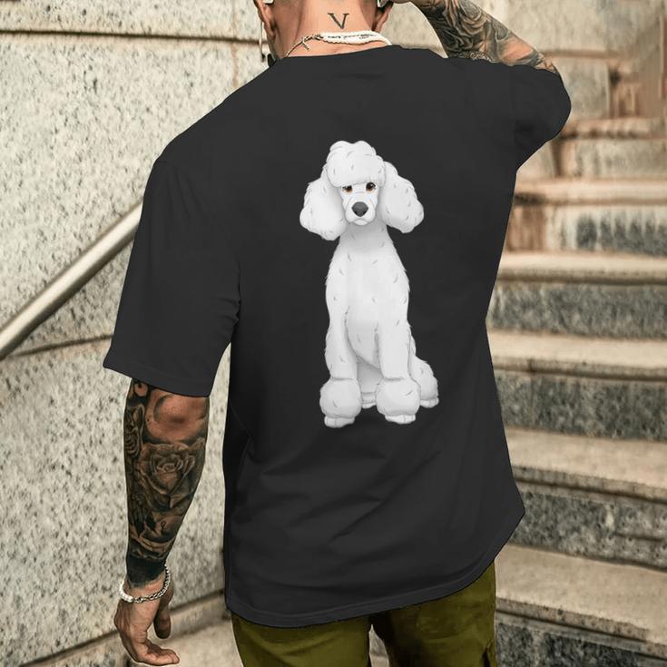 ホワイト スタンダード プードル ドッグ メンズTシャツ バックプリント 彼への贈り物