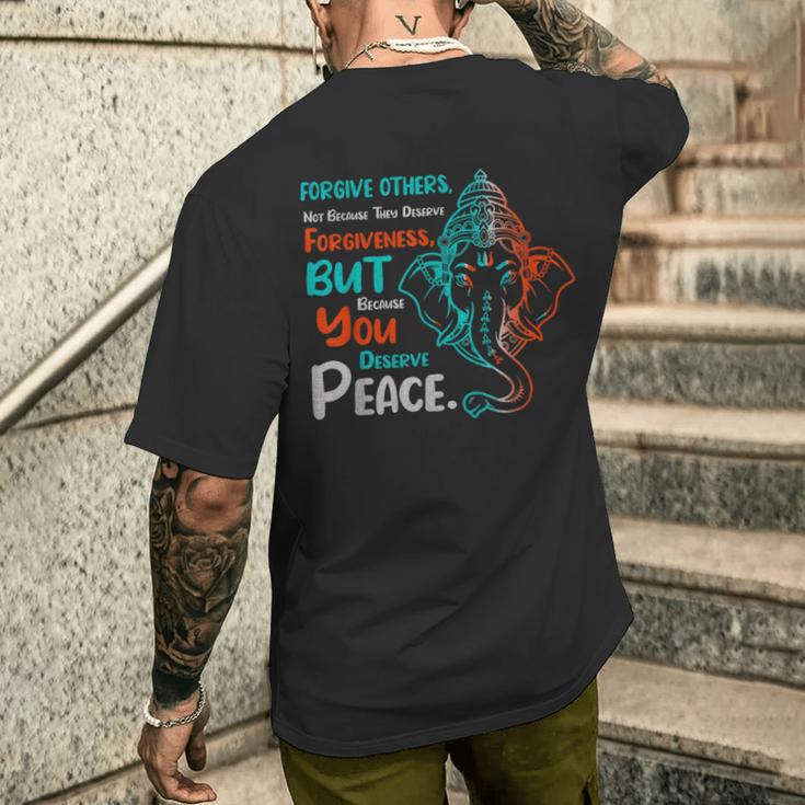 スピリチュアル・ピース・ガネーシャ メンズTシャツ バックプリント 彼への贈り物