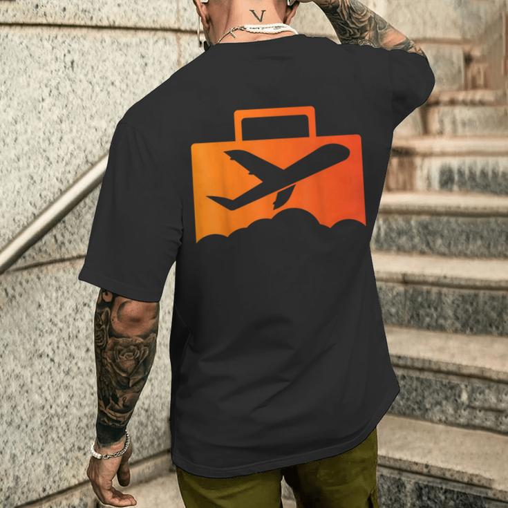 スーツケース航空の飛行機デザイン メンズTシャツ バックプリント 彼への贈り物